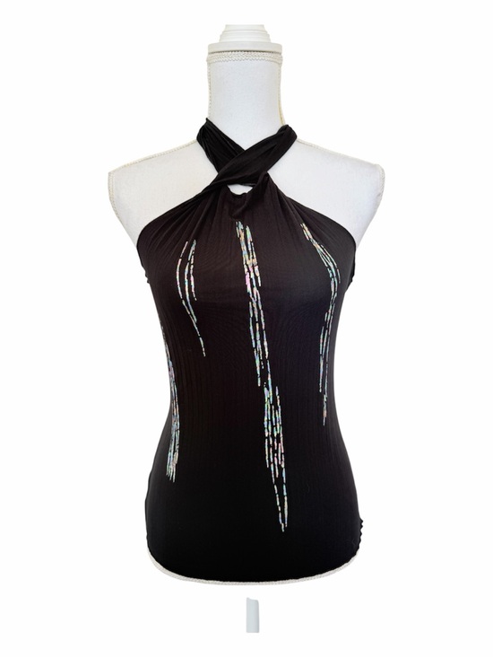 Parallel Tops - PARALLEL Black Twisted-Halter Tank Size S
